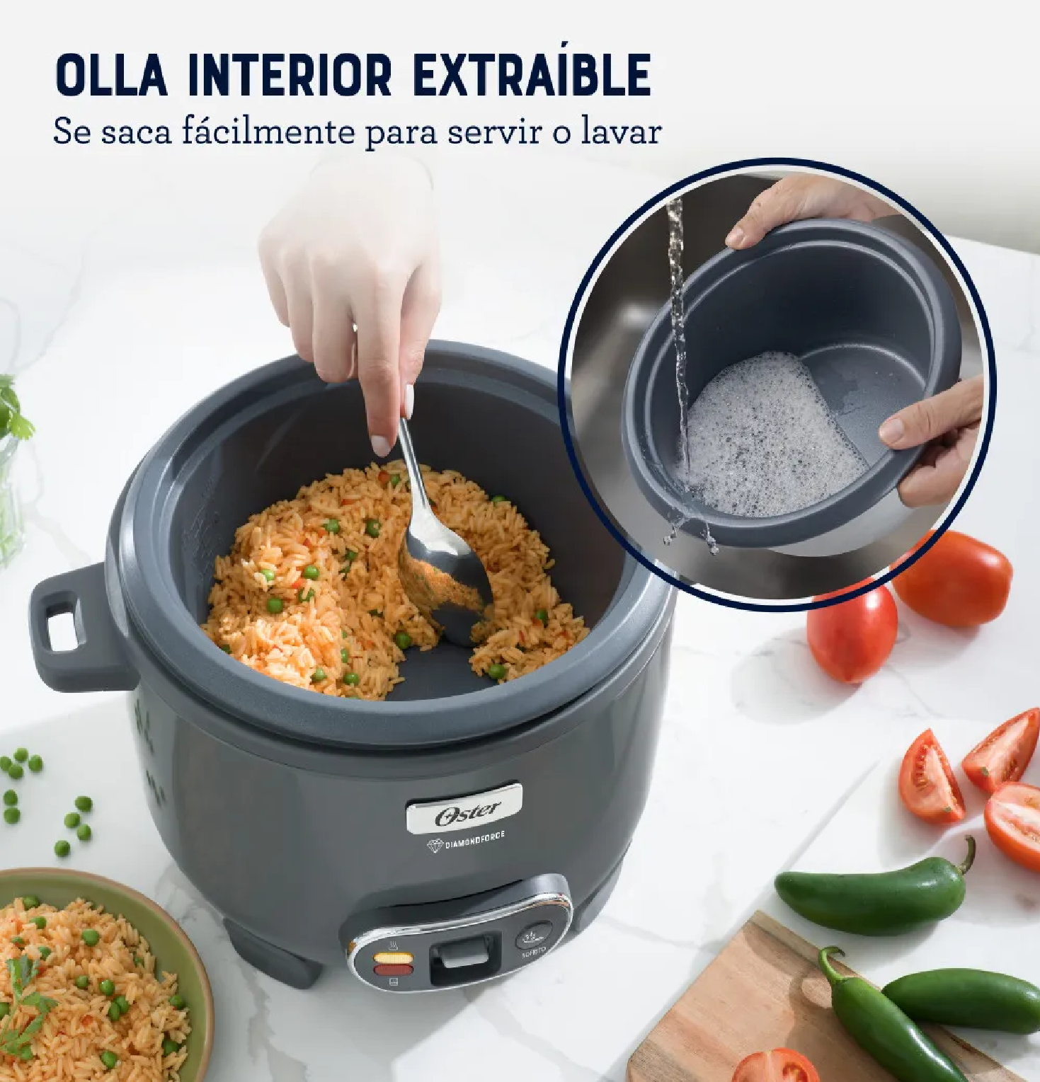 OLLA ARROCERA OSTER CKSTRC12DFSKE 2.2L CON VAPORERA Y FUNCIÓN SOFRITO - GRIS - 5