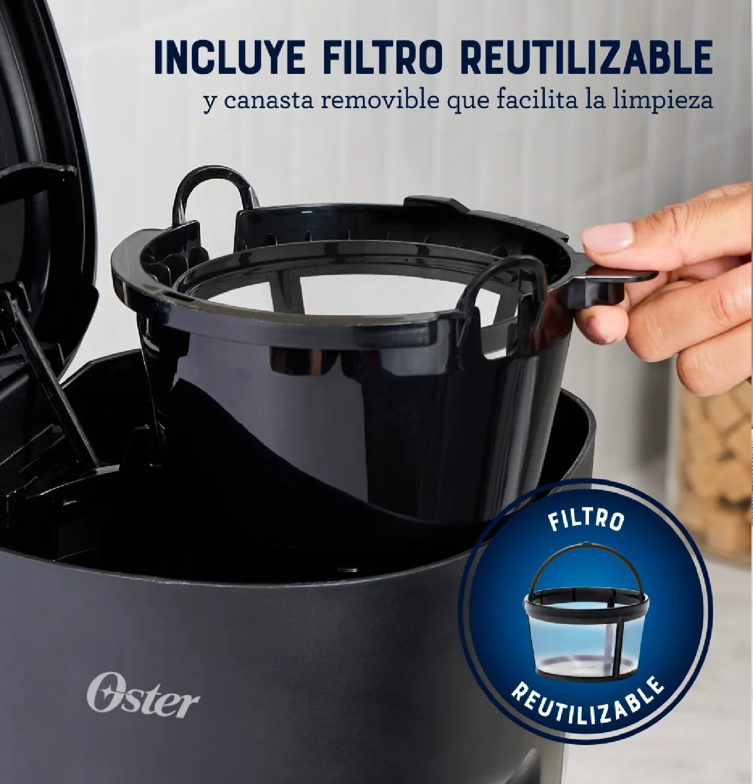 CAFETERA OSTER BVSTDCS121B DE 12 TAZAS CON FILTRO REUTILIZABLE – NEGRO - 5