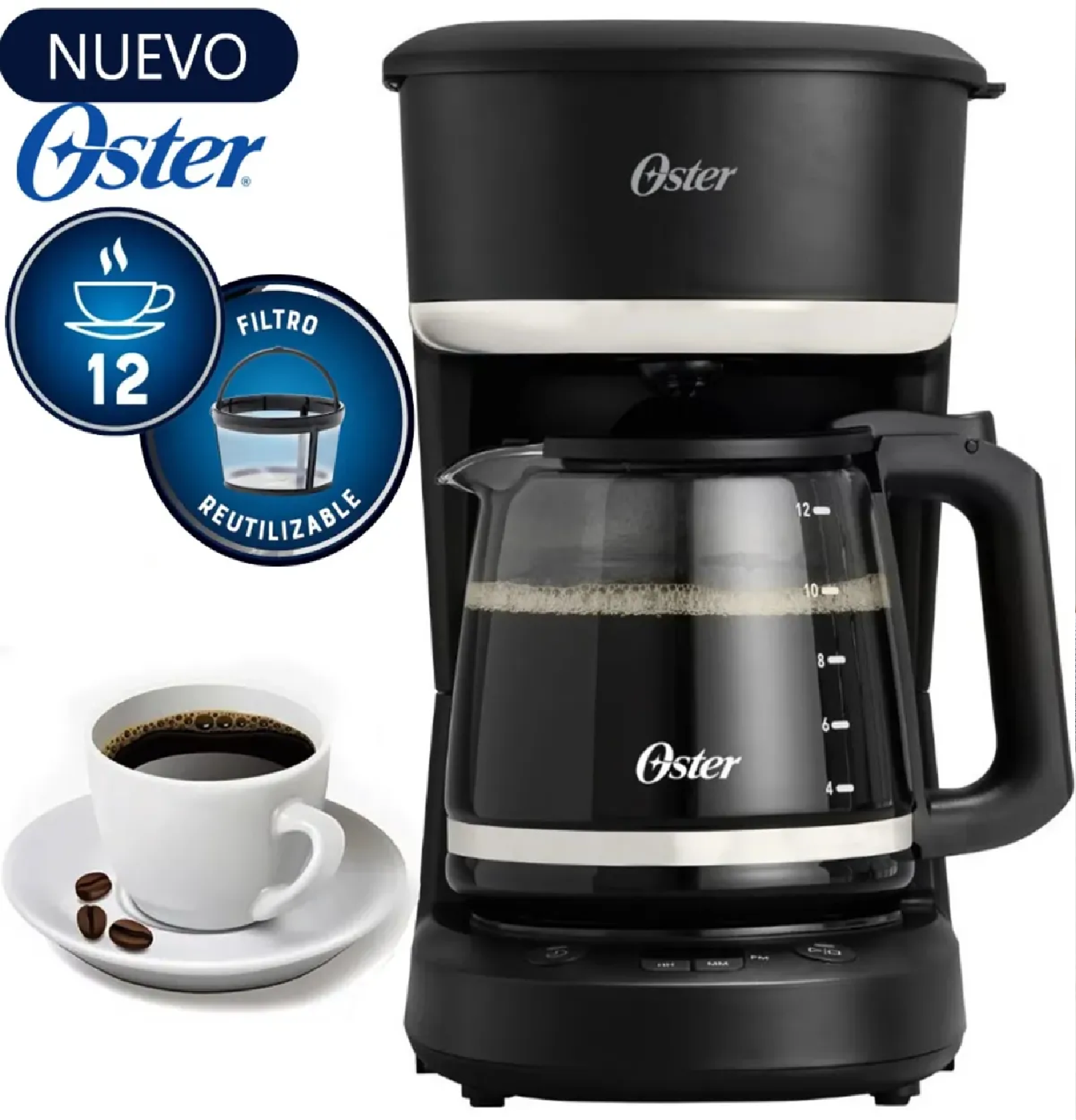CAFETERA OSTER BVSTDCP121B DE 12 TAZAS PROGRAMABLE CON FILTRO – NEGRO - 1