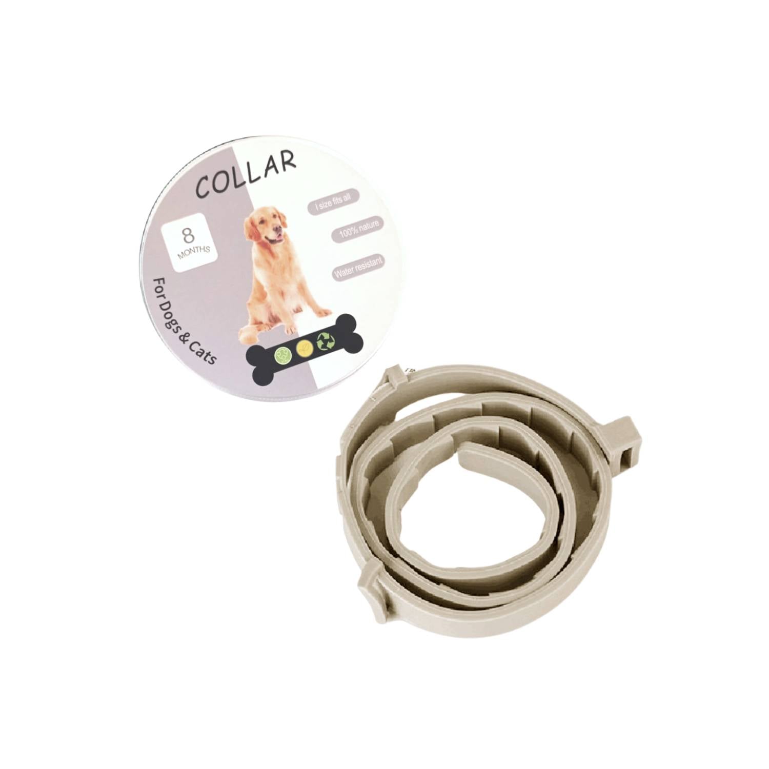 COLLAR ANTIPULGAS AJUSTABLE PARA PERROS PROTECCIÓN HASTA 8 MESES (CREMA) - 1