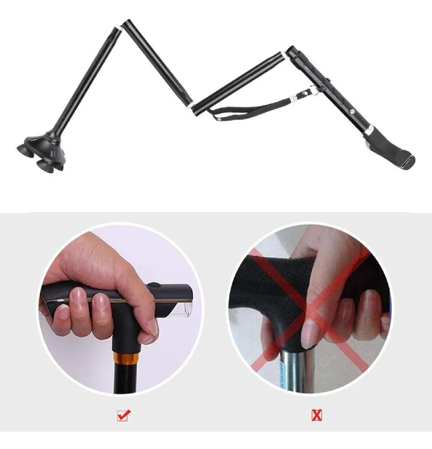 BASTÓN PLEGABLE CON LUZ LED SEGURIDAD Y ESTABILIDAD PARA ADULTOS - 4
