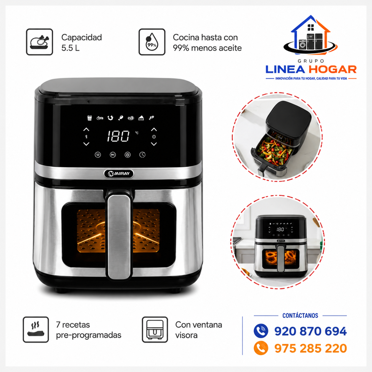 FREIDORA DE AIRE DIGITAL MIRAY 5.5L OFM-114 - 3