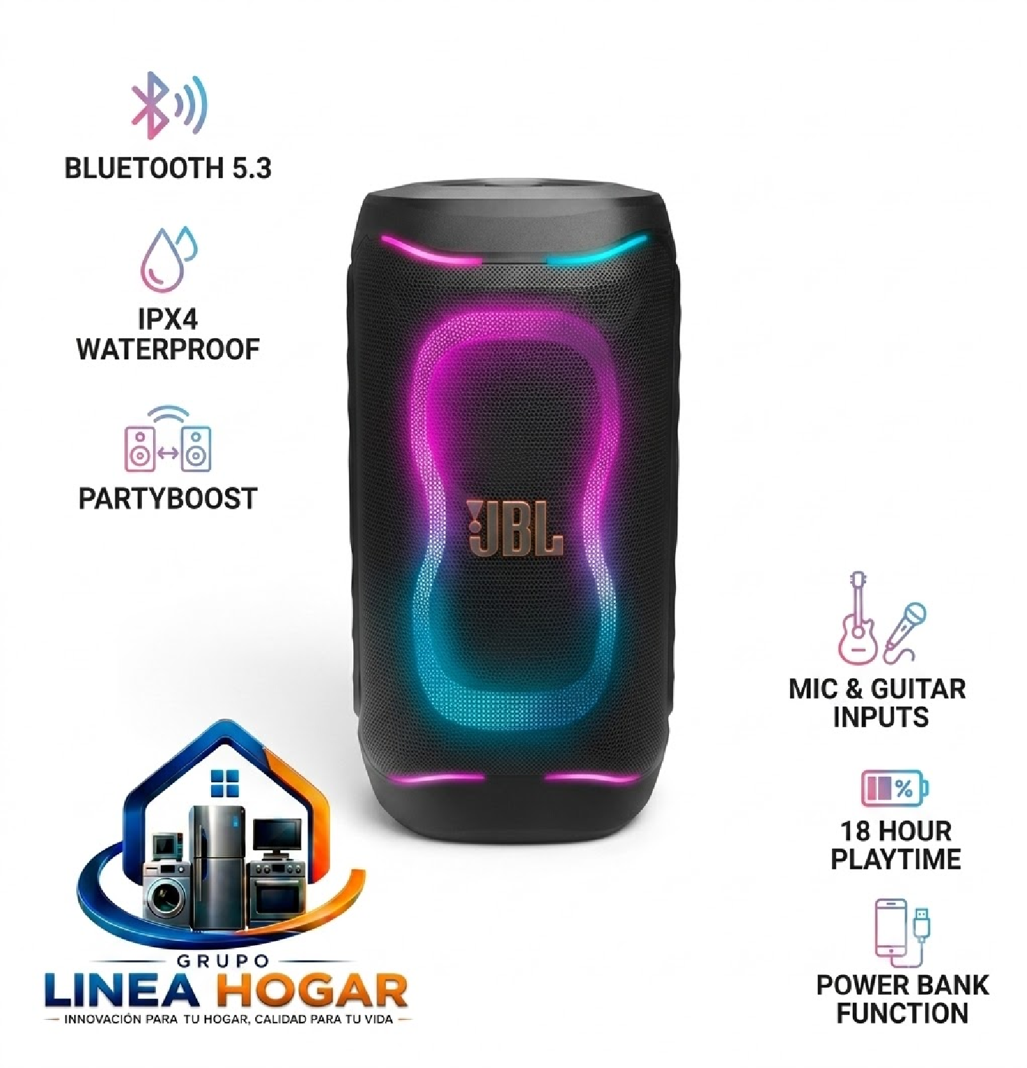 PARLANTE JBL PARTYBOX 130 BLUETOOTH 200W RMS – NEGRO - 1