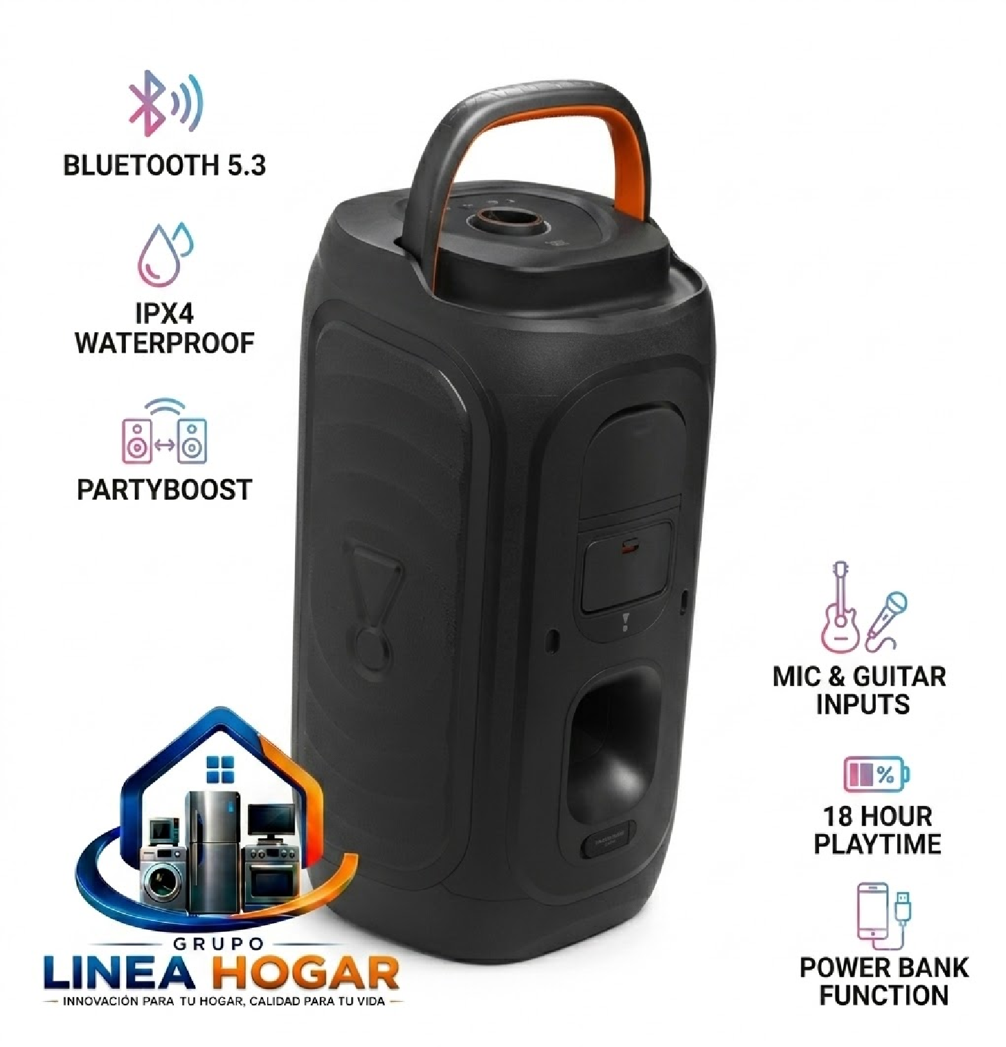 PARLANTE JBL PARTYBOX 130 BLUETOOTH 200W RMS – NEGRO - 2