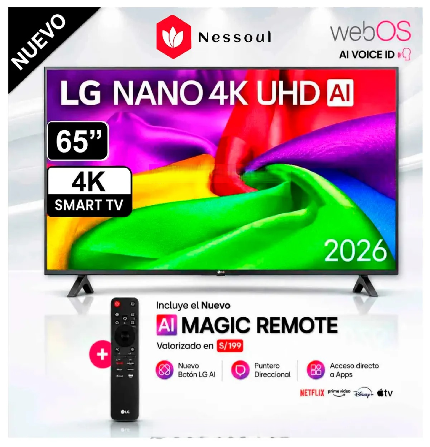 Televisor LG 65" NANO AI Smart TV 4K UHD 65NU800BPSB (2026) - 1