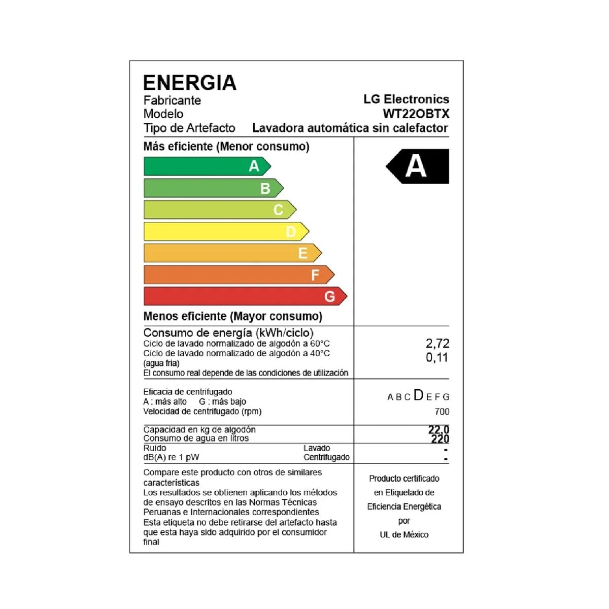 Lavadora LG WT22OBTX 22Kg con Inteligencia Artificial Carga Superior - Negro Onyx - 7