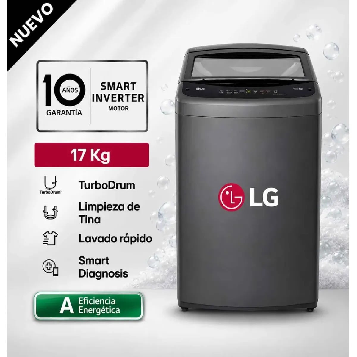 Lavadora LG WT17BVTB 17 Kg Carga Superior Negro Claro - 1