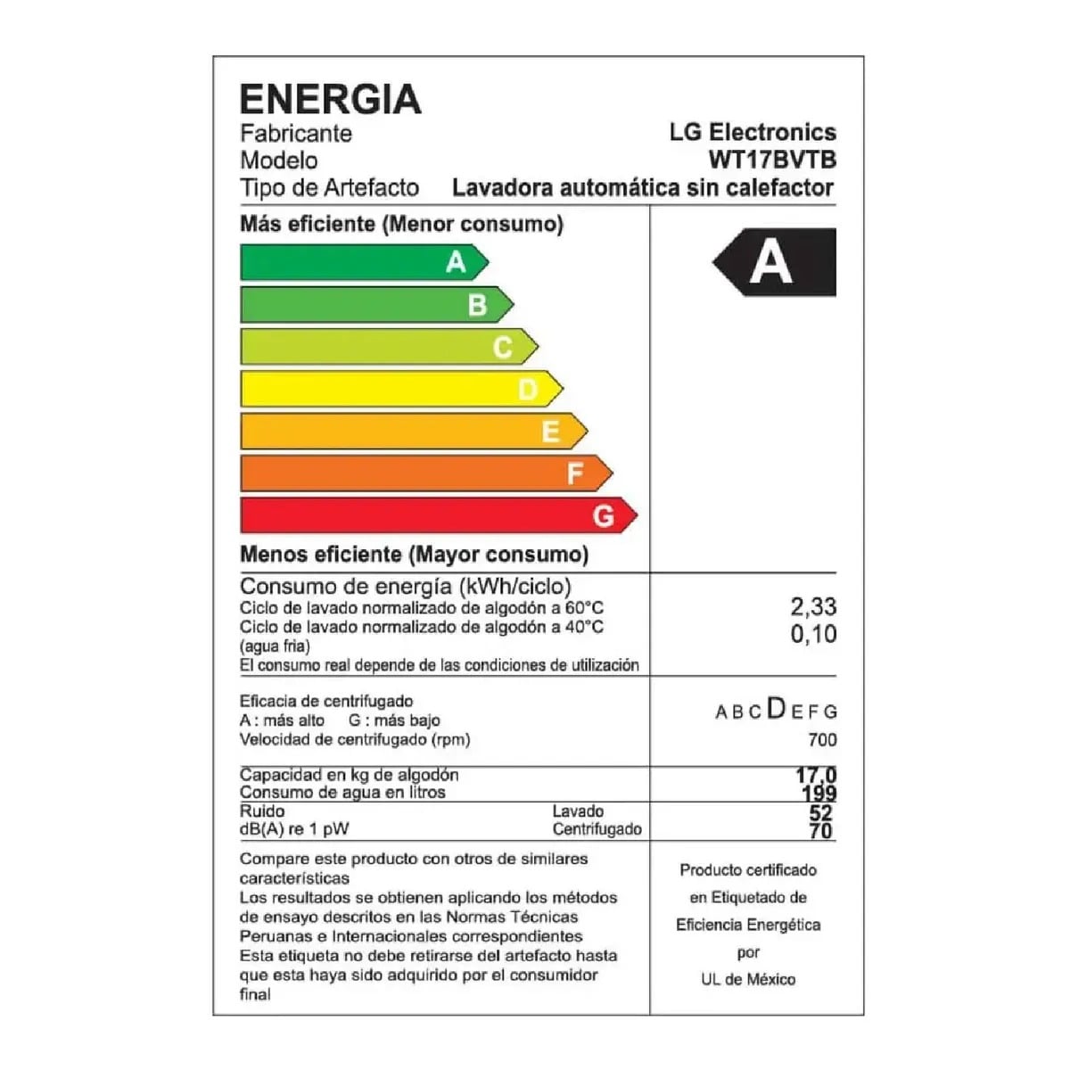 Lavadora LG WT17BVTB 17 Kg Carga Superior Negro Claro - 5