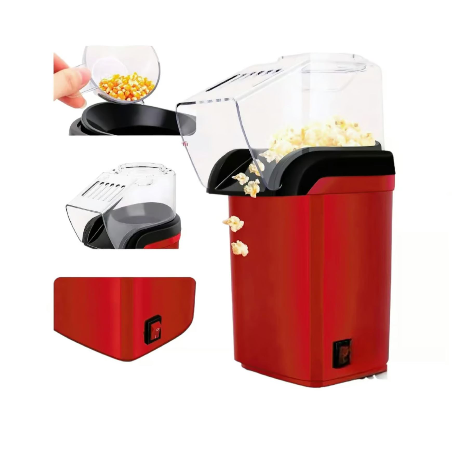 MÁQUINA PARA HACER POP CORN SIN ACEITE 200W – ROJA - 2