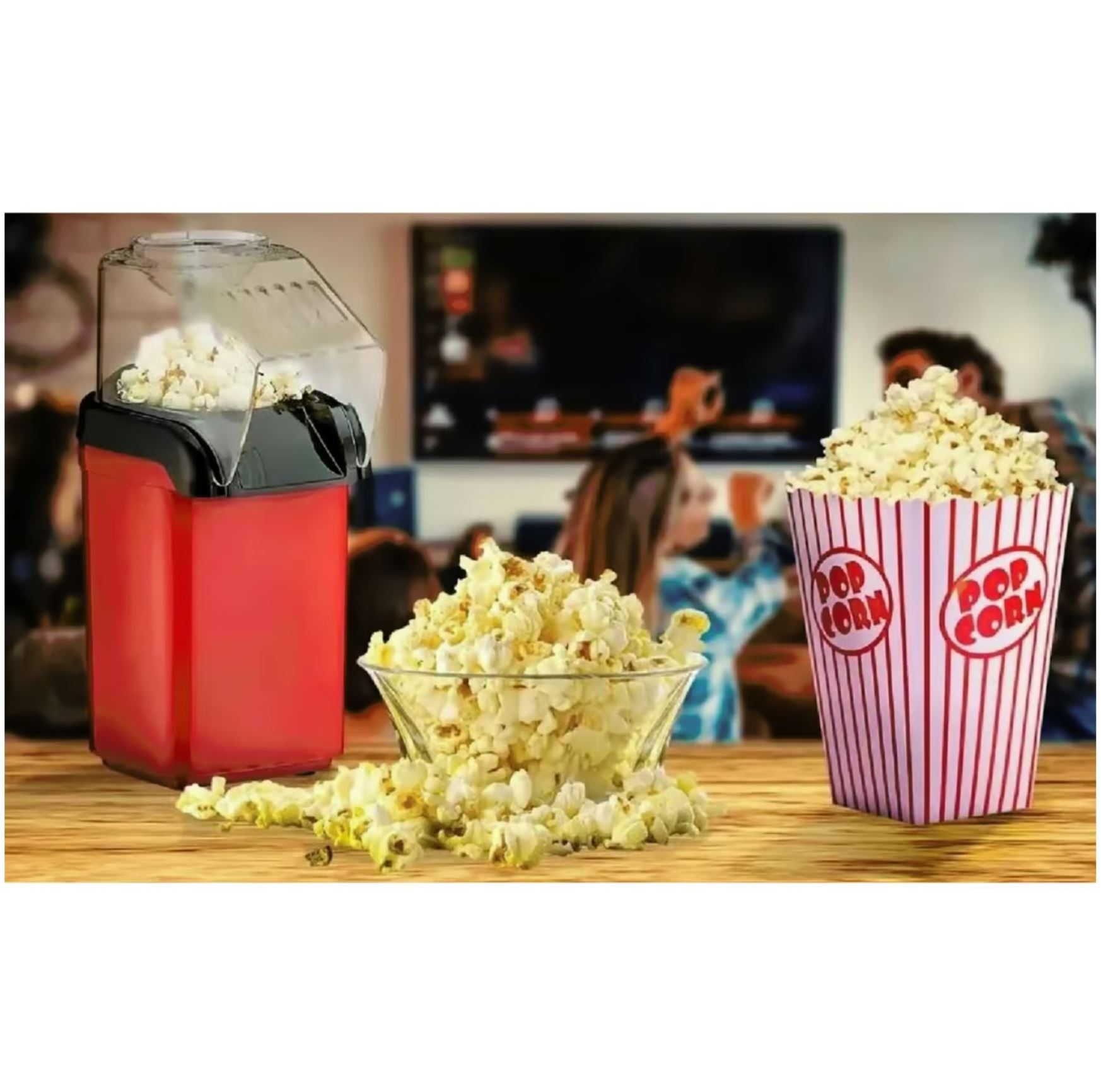 MÁQUINA PARA HACER POP CORN SIN ACEITE 200W – ROJA - 4