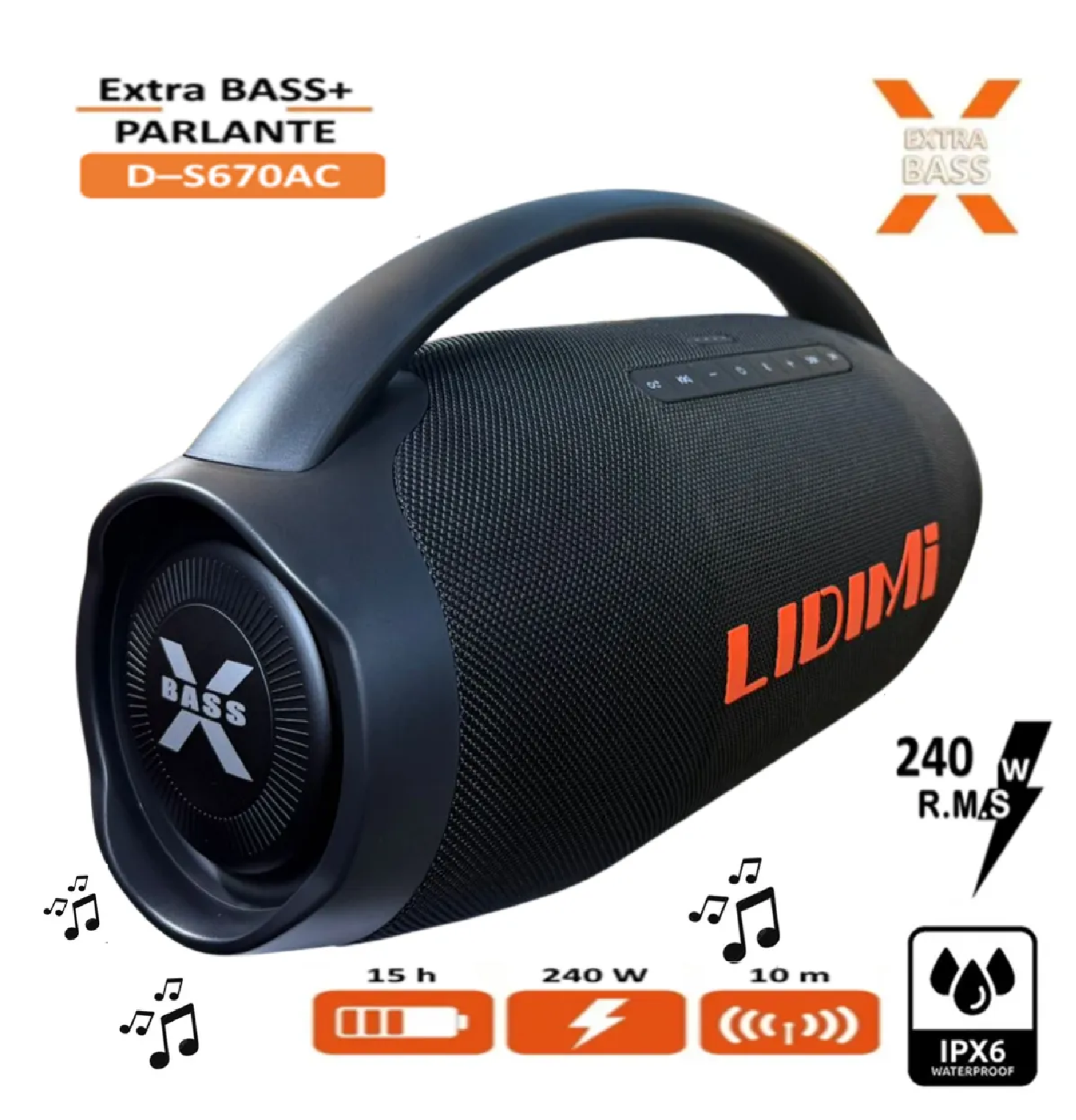 PARLANTE PORTÁTIL LIDIMI SUPER D-S670AC 240W BLUETOOTH USB - 1