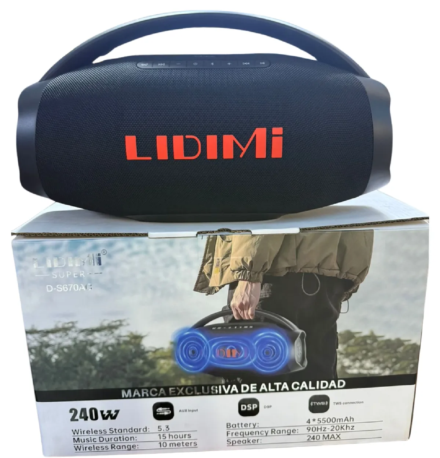 PARLANTE PORTÁTIL LIDIMI SUPER D-S670AC 240W BLUETOOTH USB - 6