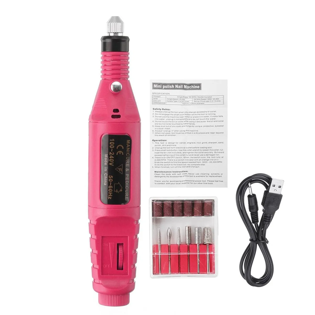 TALLADOR Y PULIDOR ELÉCTRICO REGULABLE PARA UÑAS MANICURA Y PEDICURA - 3