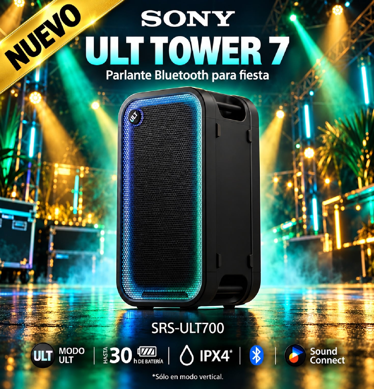 PARLANTE SONY ULT TOWER 7 SRS-ULT700 BLUETOOTH CON GRAVES ULT - NEGRO