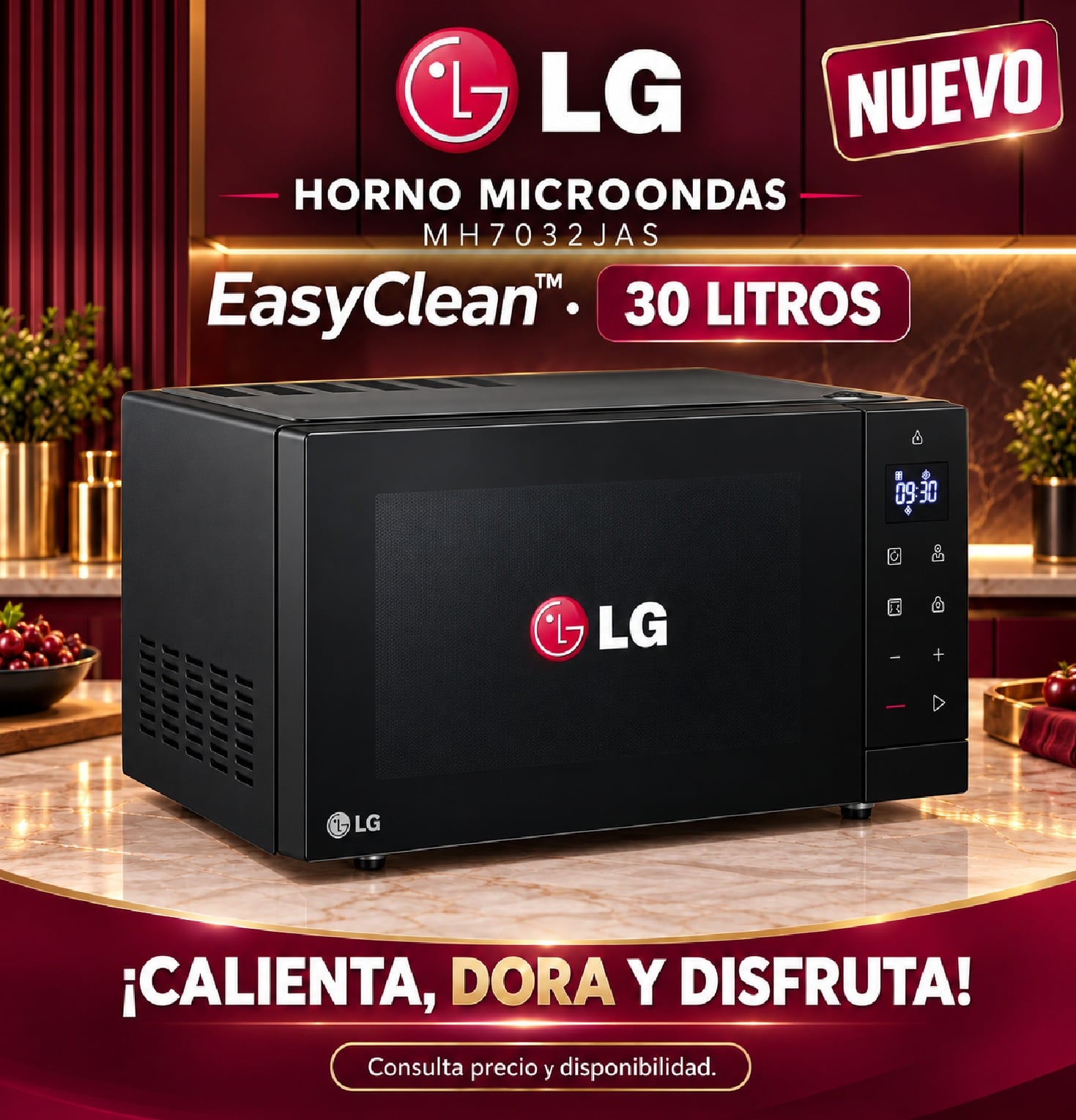 HORNO MICROONDAS LG NEOCHEF 30L MH7032JAS CON PANEL DIGITAL – NEGRO - 2