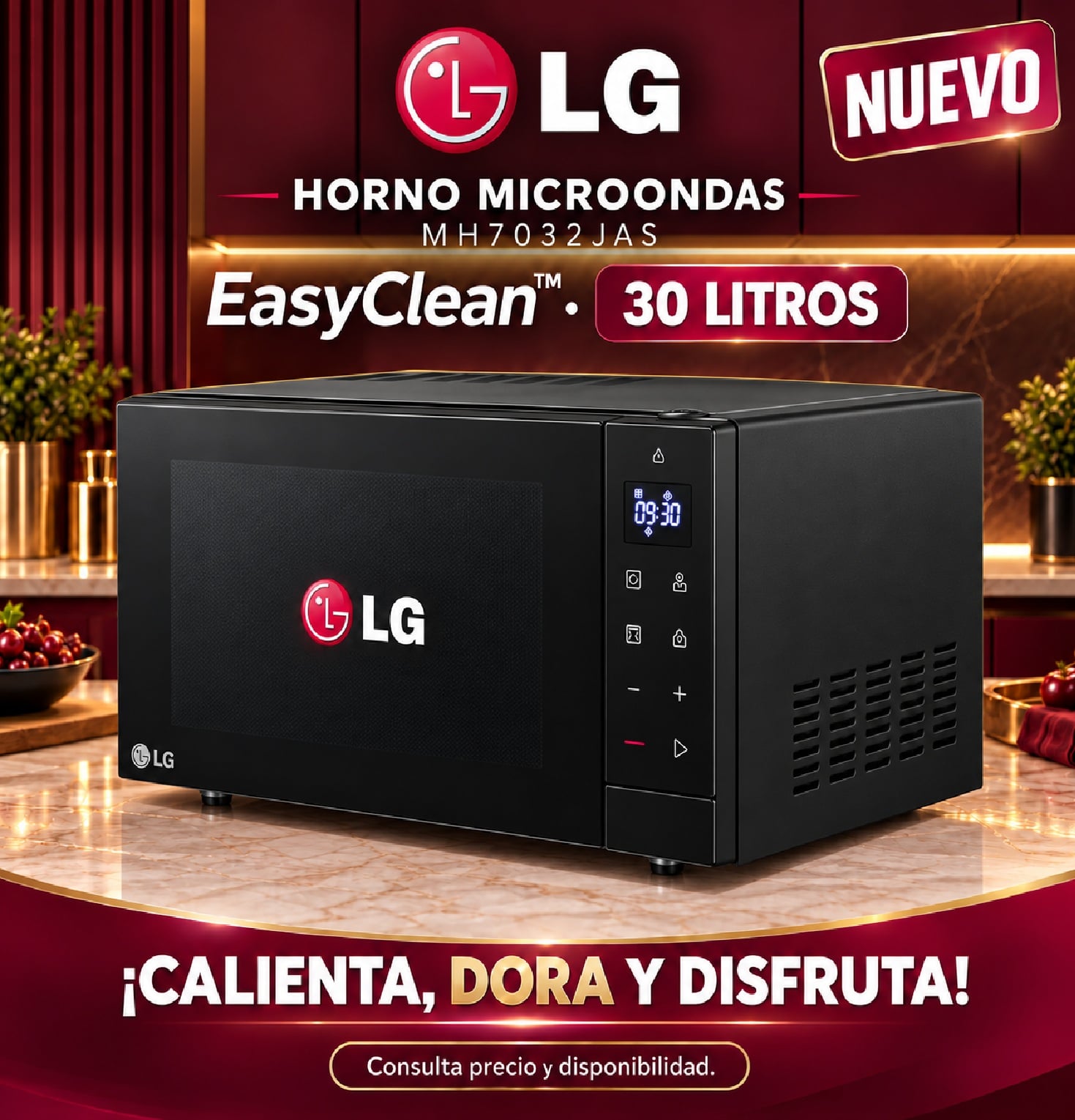 HORNO MICROONDAS LG NEOCHEF 30L MH7032JAS CON PANEL DIGITAL – NEGRO - 3