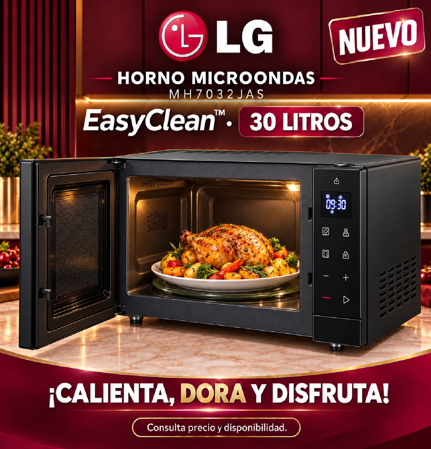HORNO MICROONDAS LG NEOCHEF 30L MH7032JAS CON PANEL DIGITAL – NEGRO - 4