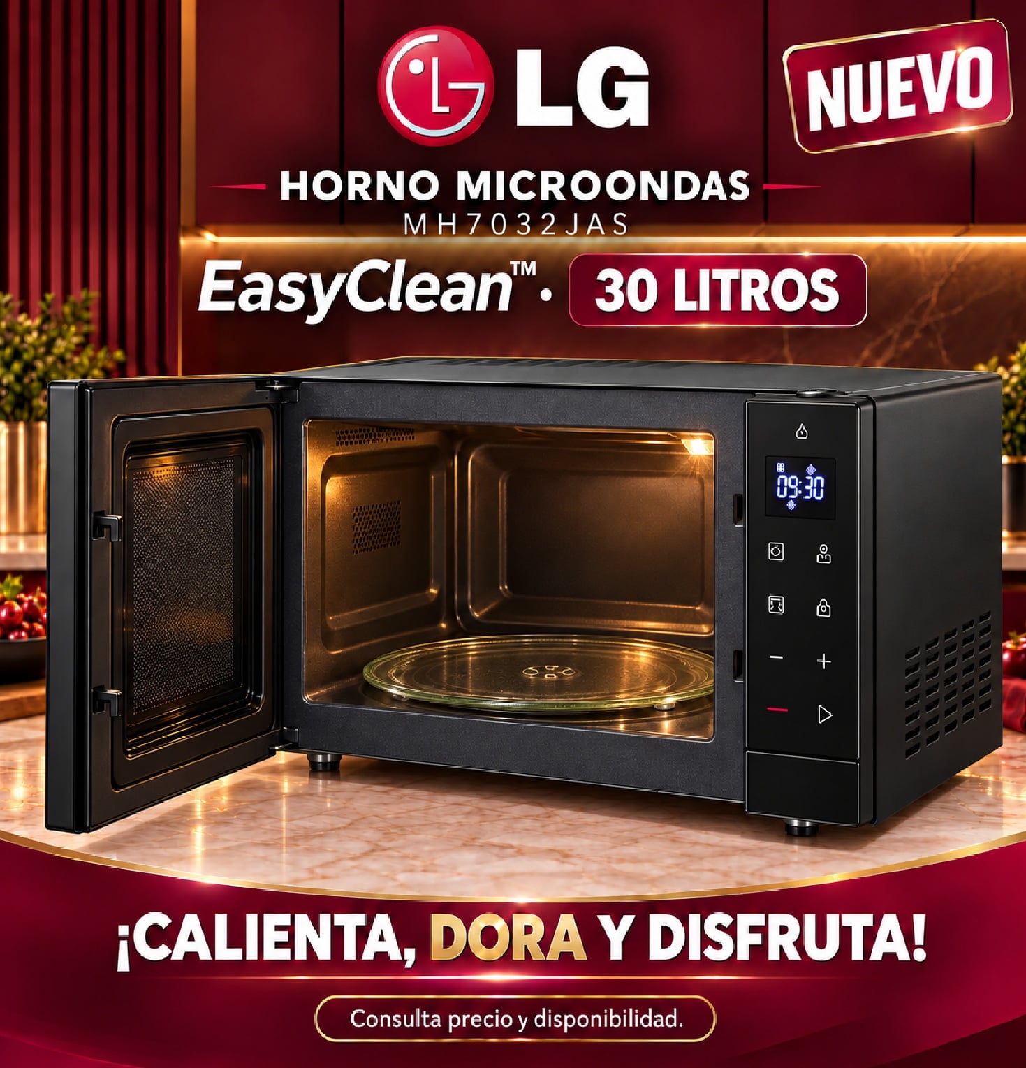 HORNO MICROONDAS LG NEOCHEF 30L MH7032JAS CON PANEL DIGITAL – NEGRO - 5