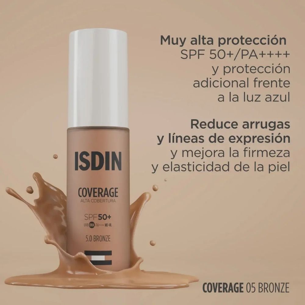 BASE DE MAQUILLAJE ISDIN COVERAGE 5.0 BRONZE SPF50+ 30 GR - 2