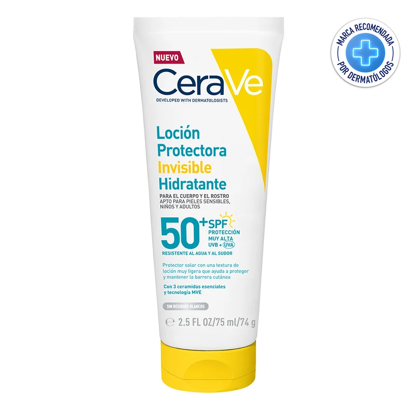 PROTECTOR SOLAR LOCIÓN INVISIBLE HIDRATANTE SPF50+ 75ML | CERAVE - 1