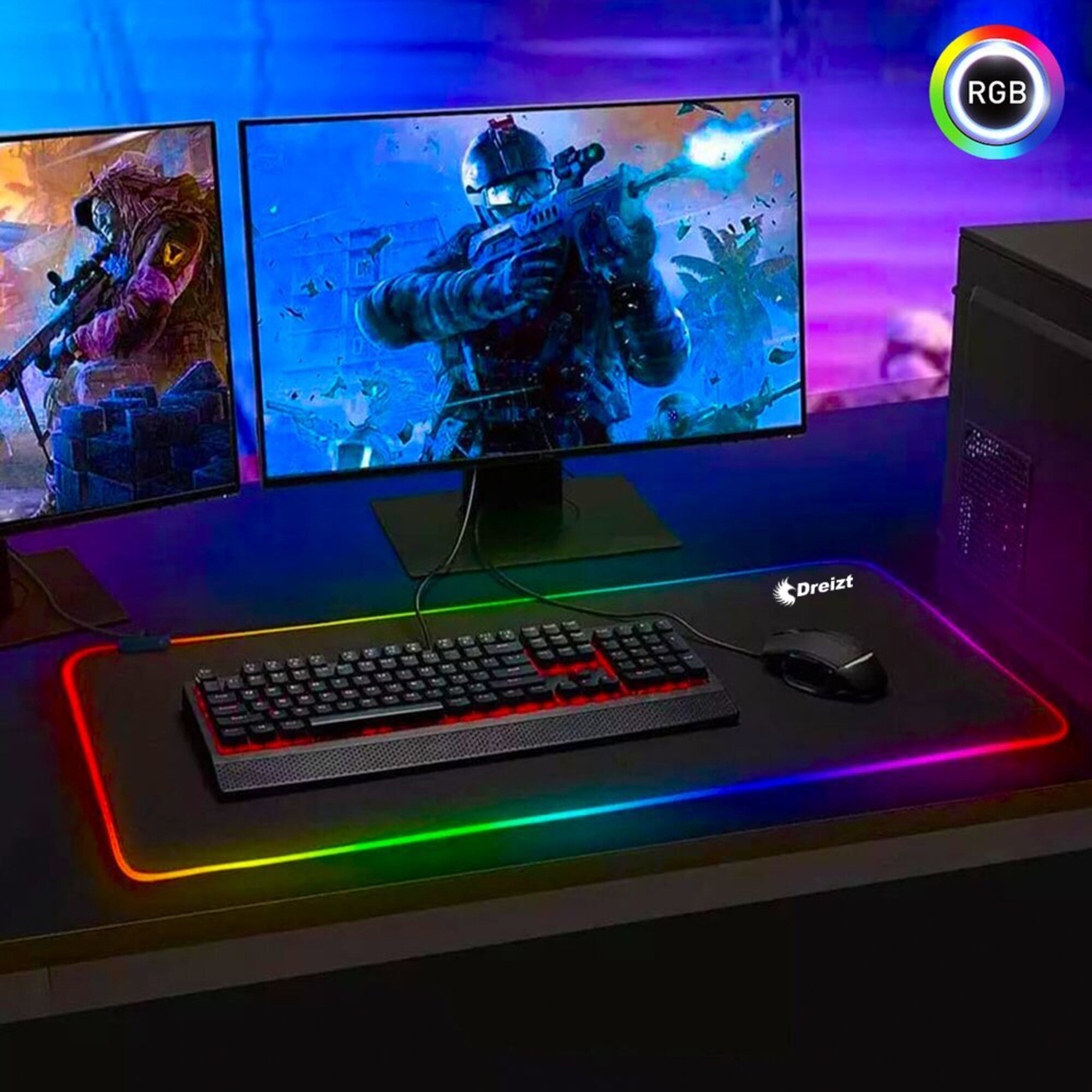 MOUSE PAD DREIZT GAMER RGB MULTICOLOR XL 80CM X 30CM - 4