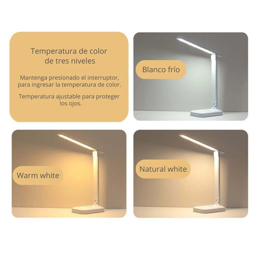 LÁMPARA DE ESCRITORIO USB TOUCH MINIMALISTA SOFISTICADA ESCRITORIO CELULAR BLANCO - 4