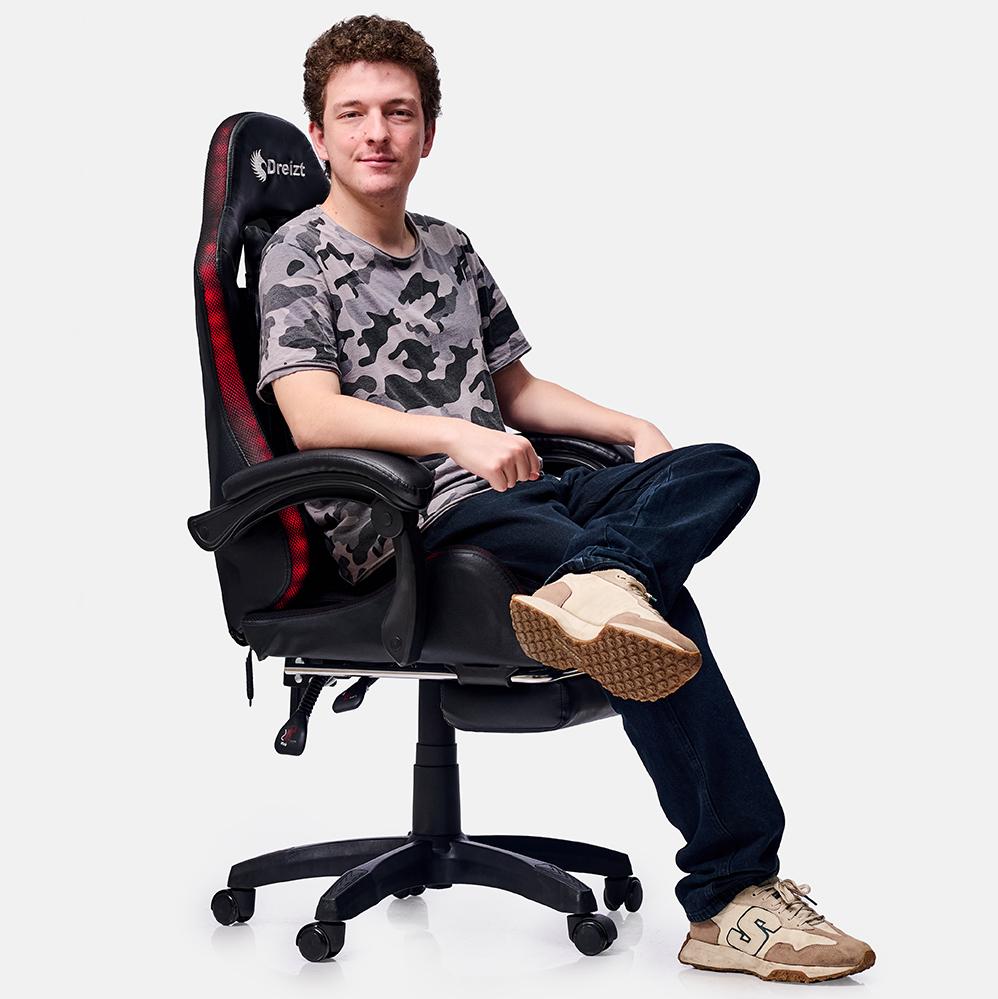 SILLA DREIZT BLANCO GAMER ERGONÓMICA SHINE RGB SERIES LUCES CON POSAPIES RECLINABLE - 7