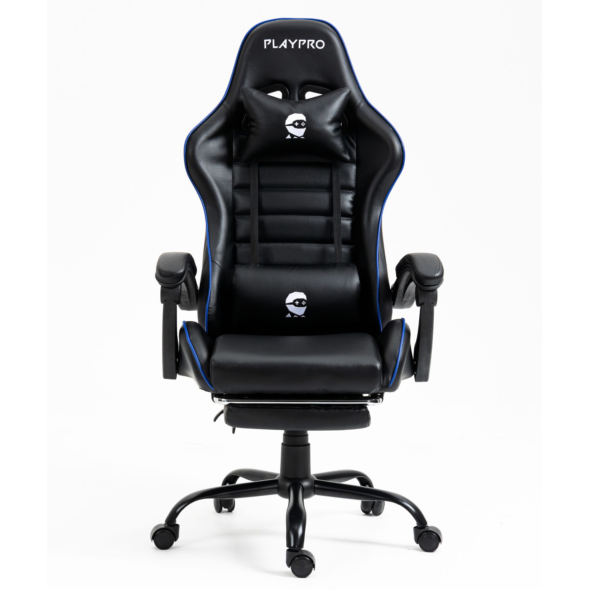 SILLA GAMER CON MASAJEADOR LUMBAR PLAYPRO X1 AZUL BASE DE METAL - 6