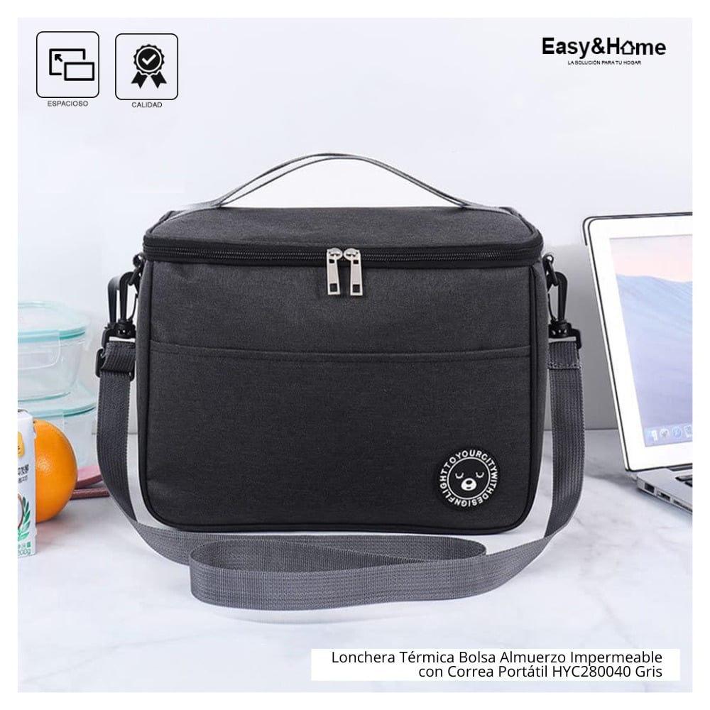 LONCHERA TÉRMICA BOLSA ALMUERZO IMPERMEABLE CON CORREA PORTÁTIL EASYYHOME - 1