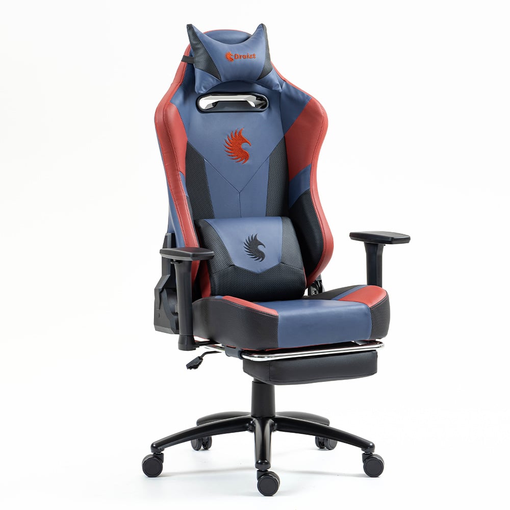SILLA GAMER DREIZT HEROES SERIES AZUL DARK PREMIUM ALTA CALIDAD RECLINABLE CON POSAPIES GAS LIFT CLASE 4 - 1