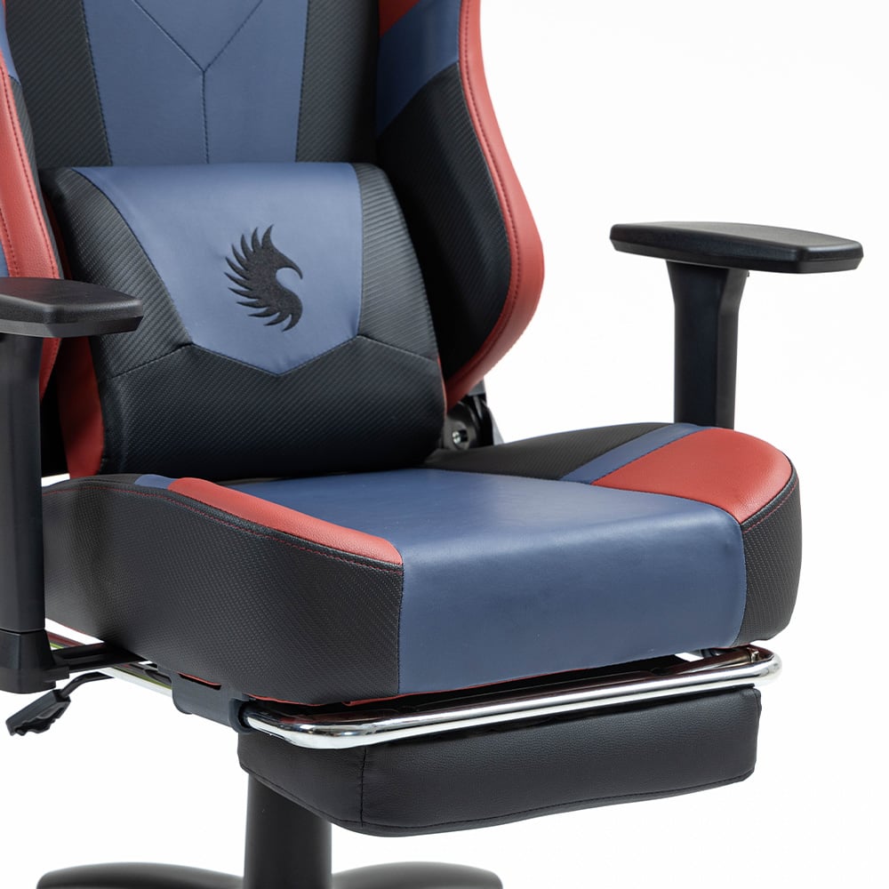 SILLA GAMER DREIZT HEROES SERIES AZUL DARK PREMIUM ALTA CALIDAD RECLINABLE CON POSAPIES GAS LIFT CLASE 4 - 3