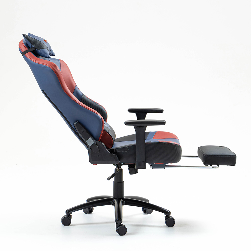 SILLA GAMER DREIZT HEROES SERIES AZUL DARK PREMIUM ALTA CALIDAD RECLINABLE CON POSAPIES GAS LIFT CLASE 4 - 6