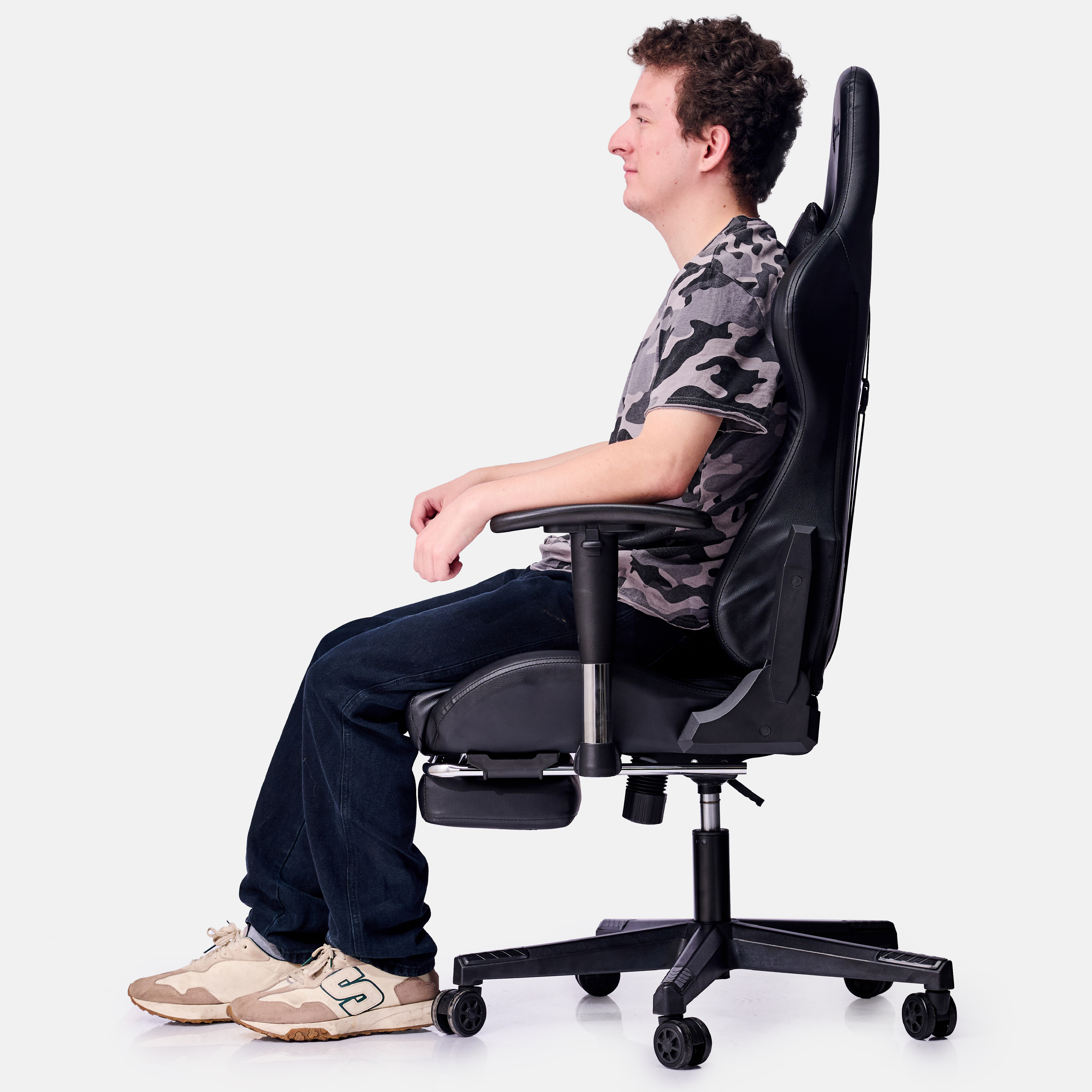SILLA GAMER DREIZT APOLO SERIES NEGRO PRO 180° RECLINABLE ALTA CALIDAD CON POSAPIES - 5