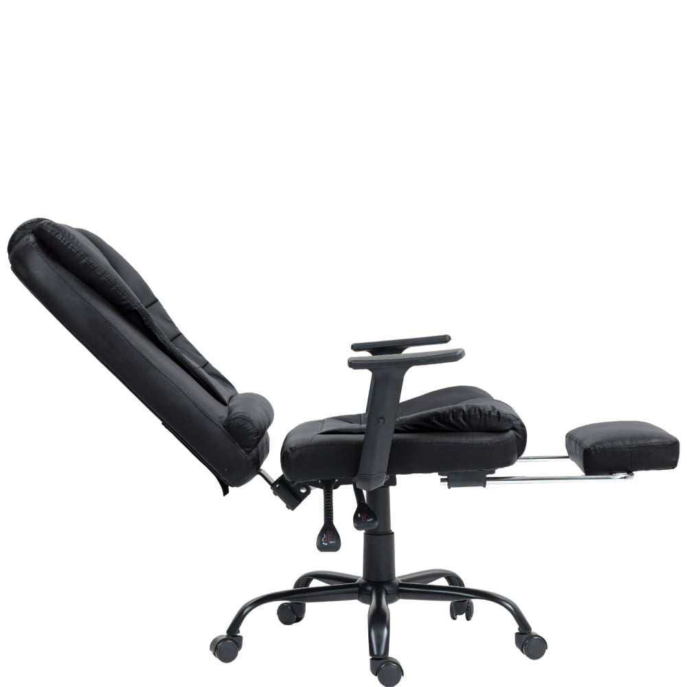 SILLA ERGONOMICA DE OFICINA GERENCIAL CON BASE DE ACERO ROMA KOMSUM NEGRO - 2
