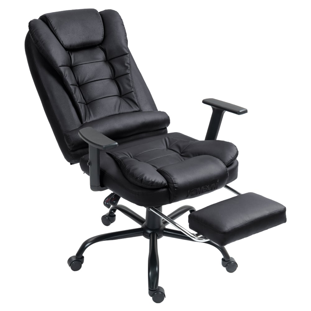 SILLA ERGONOMICA DE OFICINA GERENCIAL CON BASE DE ACERO ROMA KOMSUM NEGRO - 3