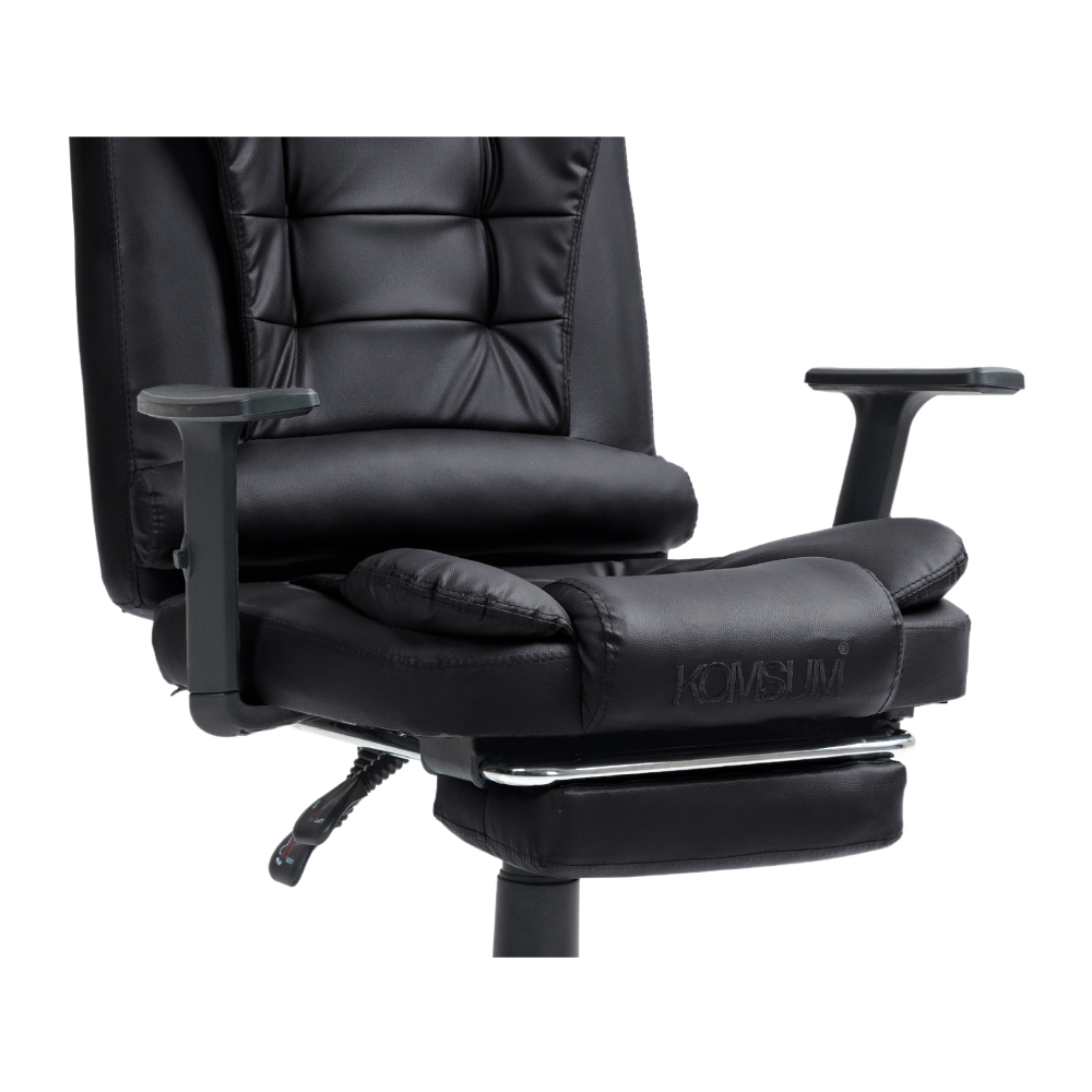 SILLA ERGONOMICA DE OFICINA GERENCIAL CON BASE DE ACERO ROMA KOMSUM NEGRO - 4