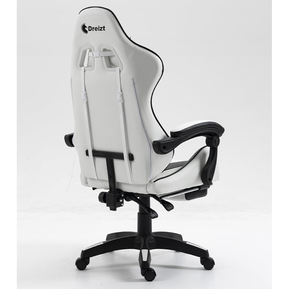 SILLA GAMER ERGONÓMICA DREIZT SHINE SERIES BLANCO CON POSAPIES RECLINABLE - 2