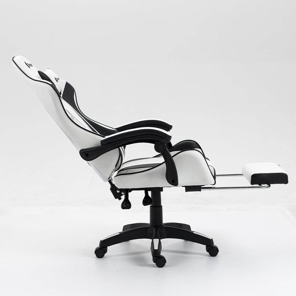 SILLA GAMER ERGONÓMICA DREIZT SHINE SERIES BLANCO CON POSAPIES RECLINABLE - 3