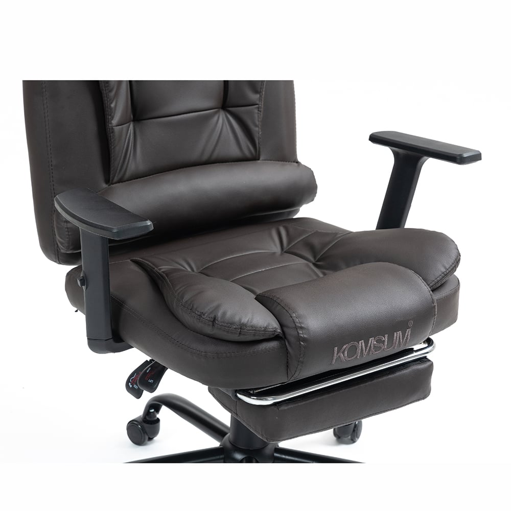 SILLA ERGONOMICA DE OFICINA GERENCIAL CON BASE DE ACERO ROMA KOMSUM MARRON OSCURO - 5