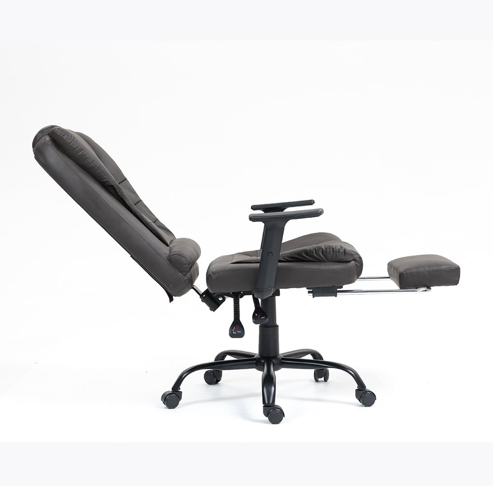 SILLA ERGONOMICA DE OFICINA GERENCIAL CON BASE DE ACERO ROMA KOMSUM MARRON OSCURO - 6