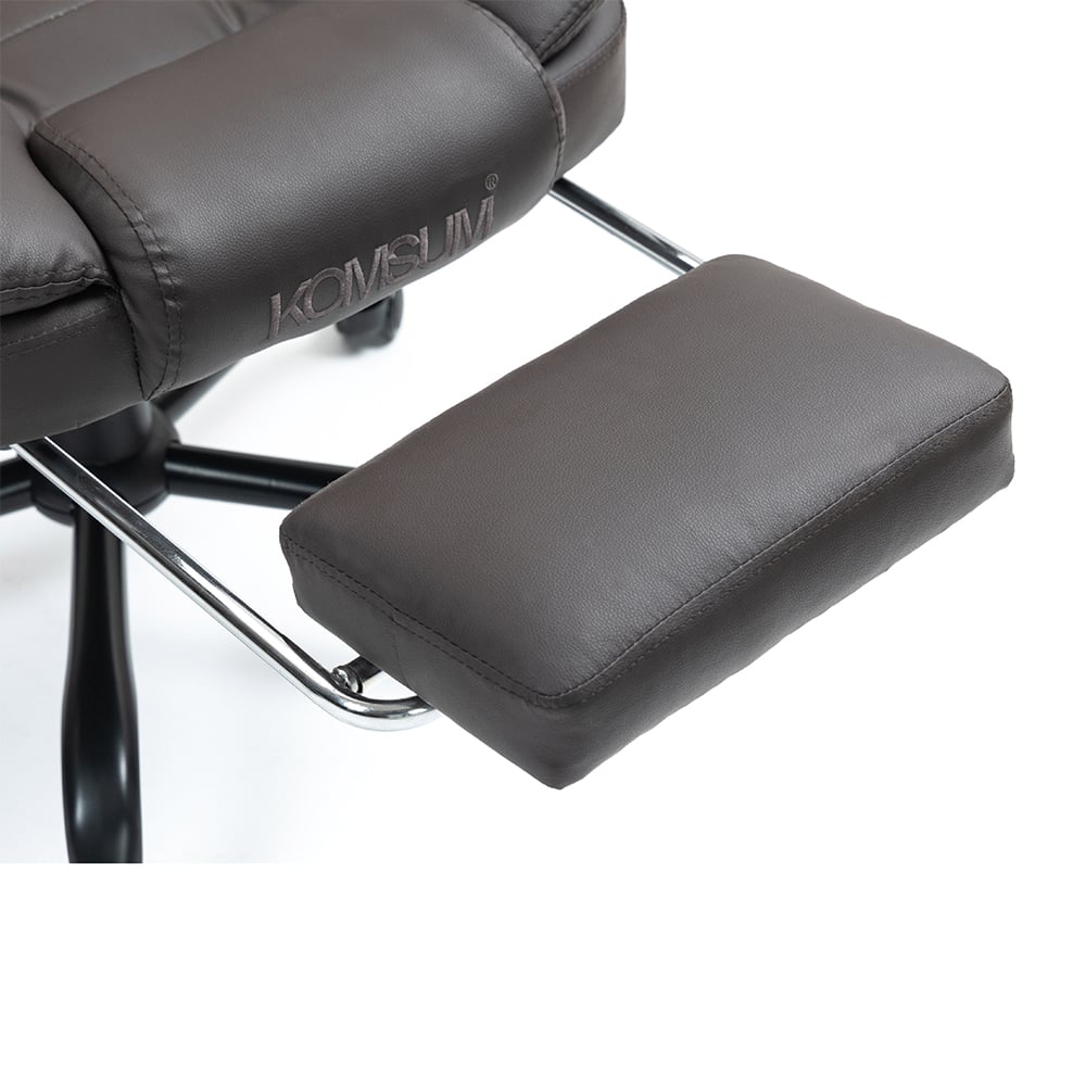 SILLA ERGONOMICA DE OFICINA GERENCIAL CON BASE DE ACERO ROMA KOMSUM MARRON OSCURO - 7