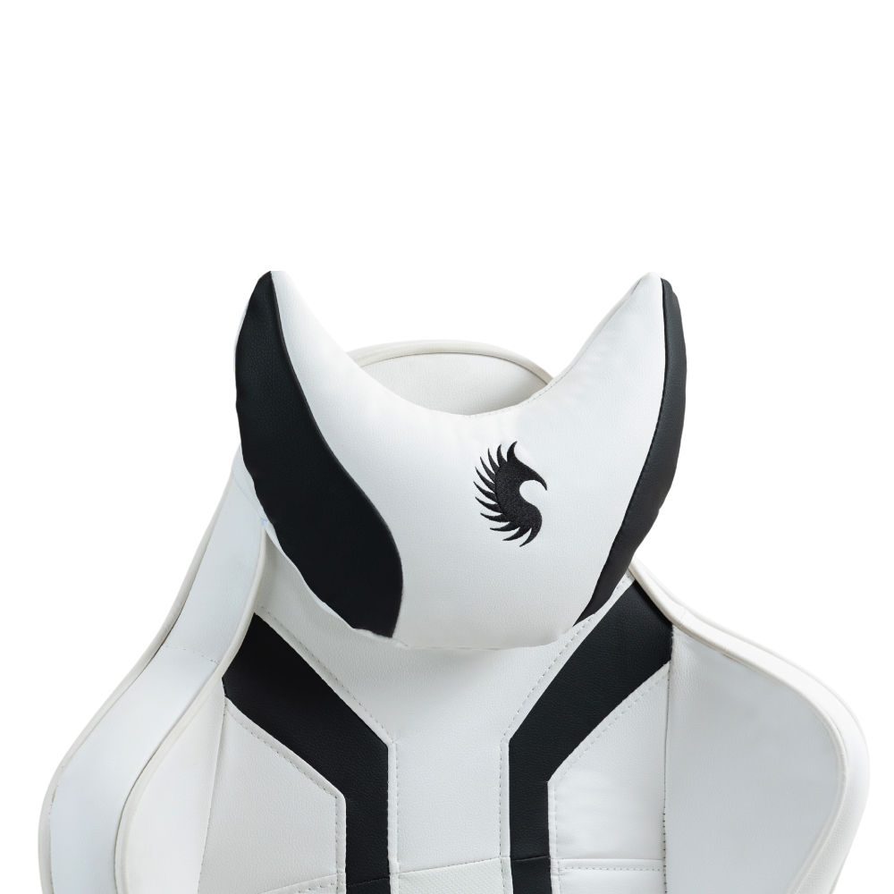 SILLA GAMER DREIZT DEVIL SERIES BLANCO PRO 180° RECLINABLE ALTA CALIDAD CON POSAPIES - 2
