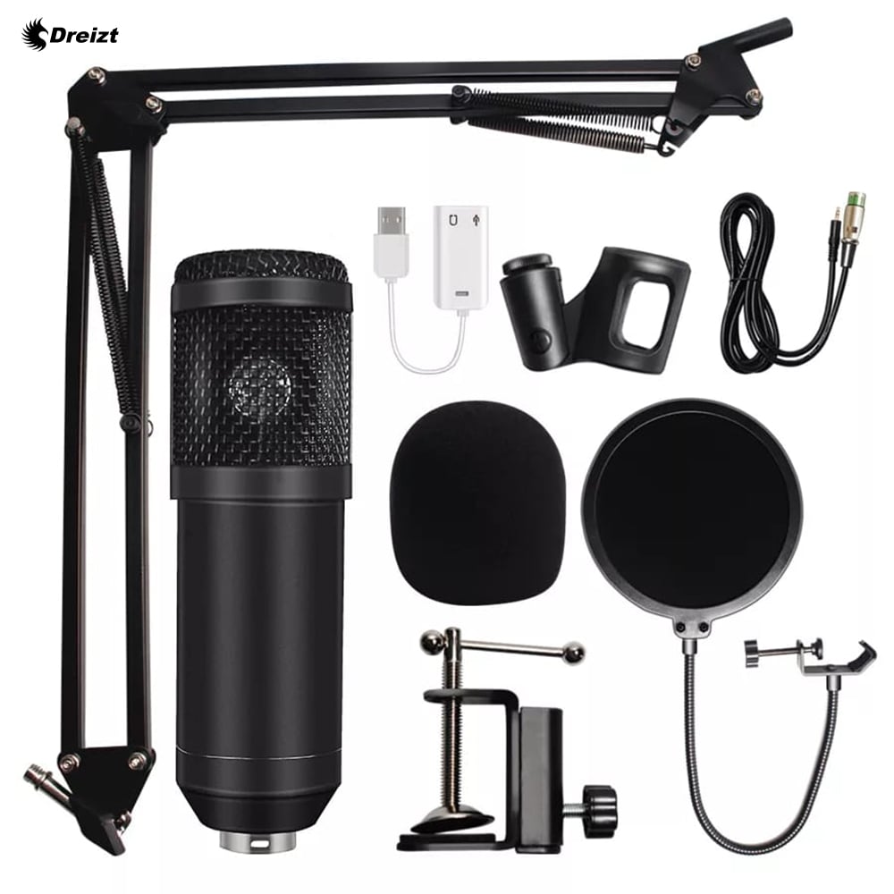 COMBO MICRÓFONO BM 800 DREIZT PROFESIONAL NEGRO Y PHANTOM POWER DREIZT PARA STREAM Y ESTUDIO - 2