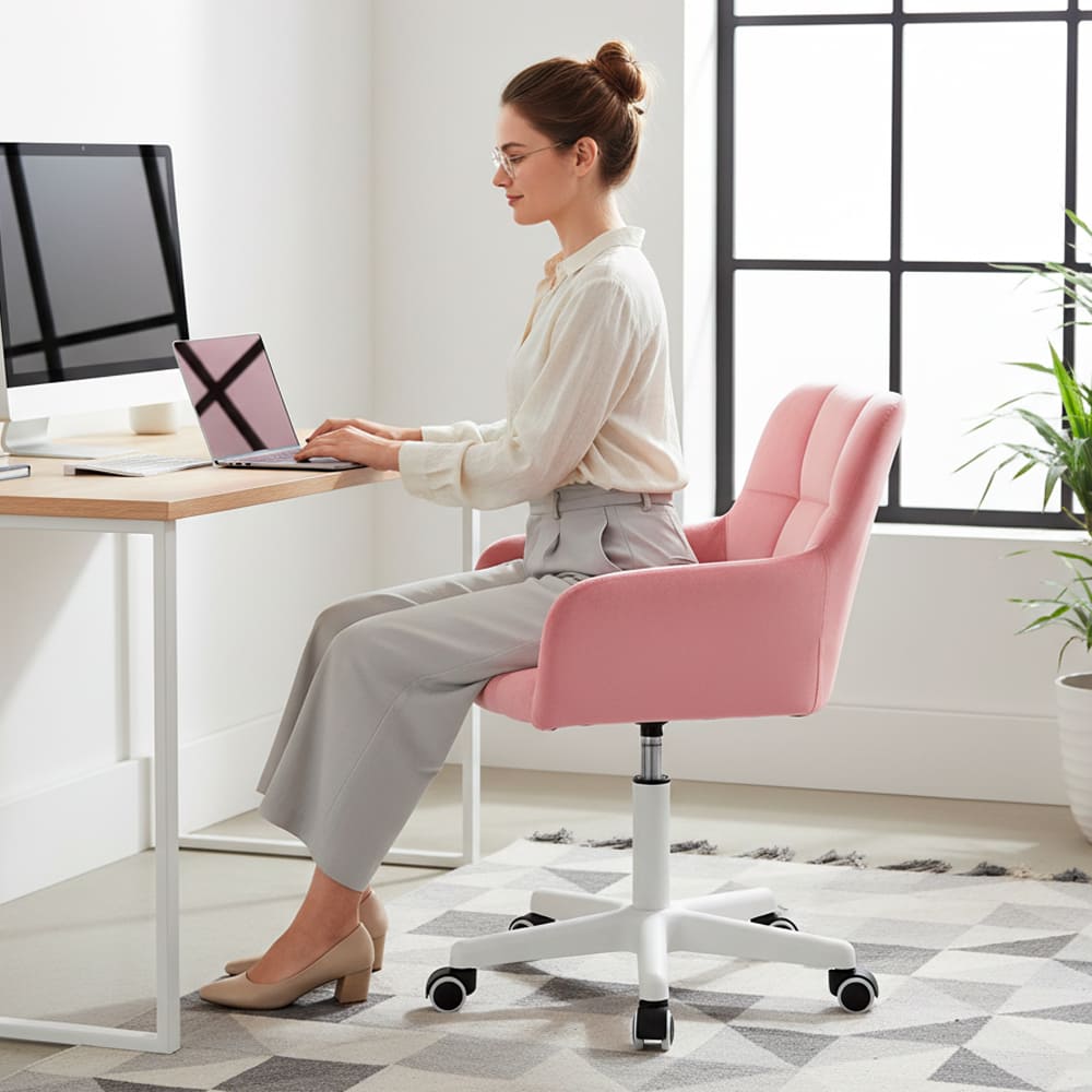 SILLA GIRATORIA DE ESCRITORIO OFICINA BUCKINGHAM CURVE BLANCA - 7