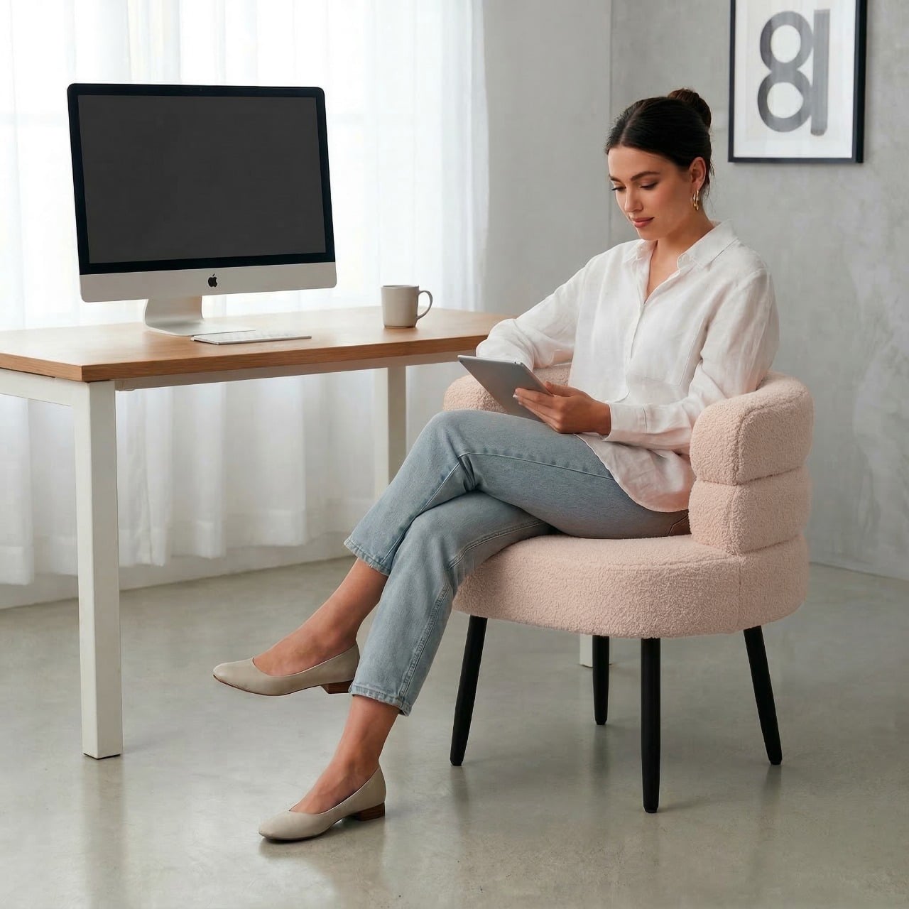 Silla Butaca Buckingham Nordic Ram Beige Crema - 5