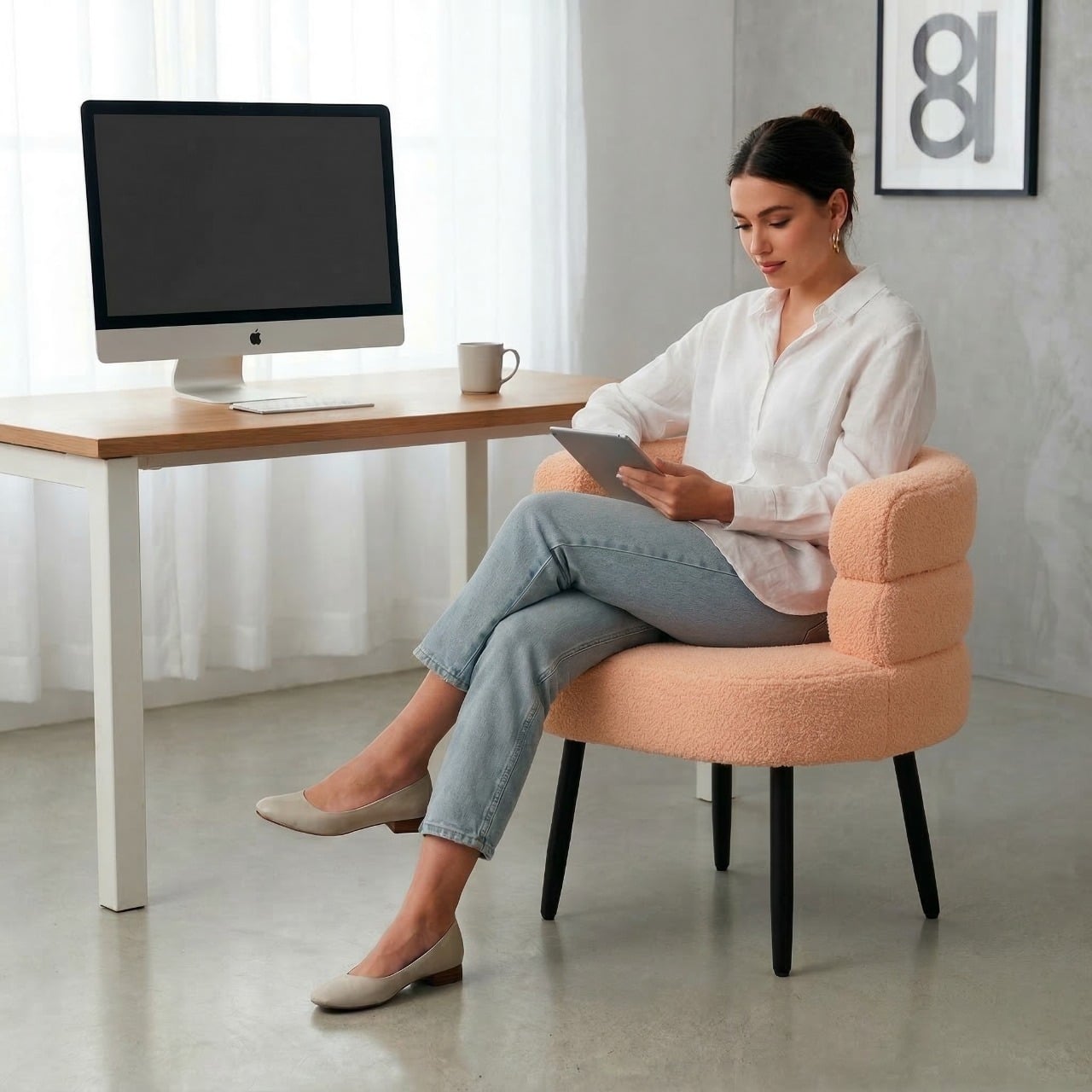 Silla Butaca Buckingham Nordic Ram Beige Crema - 7