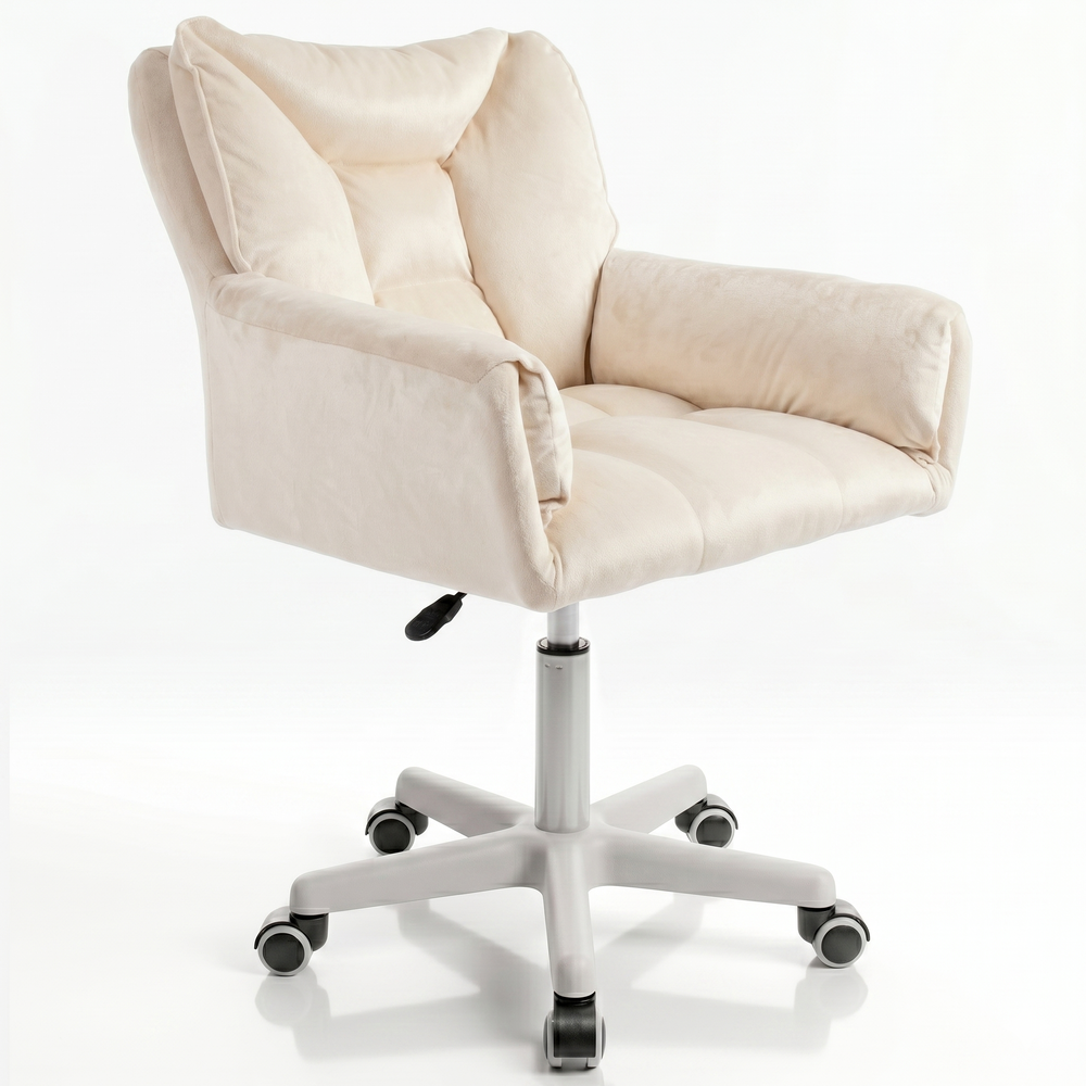 Silla Giratoria de Escritorio Oficina Buckingham Vanity Beige Crema - 1