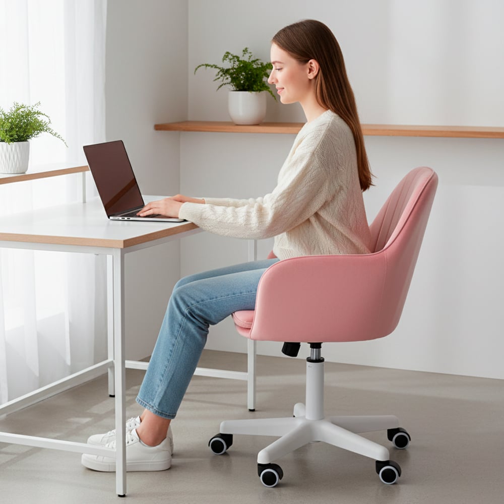 SILLA GIRATORIA DE ESCRITORIO OFICINA BUCKINGHAM SOFT BLANCA - 6