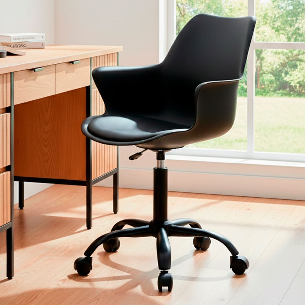 SILLA DE OFICINA GIRATORIA BASE DE ACERO KOMSUM NAPOLES NEGRO - 1