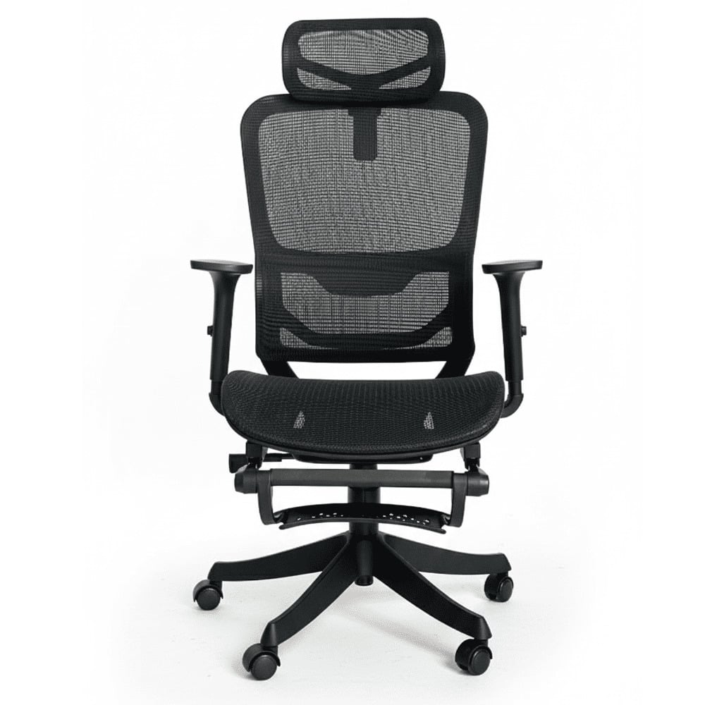 SILLA ERGONOMICA DE OFICINA GERENCIAL KOMSUM PARIS NEGRO CON POSAPIES - 5